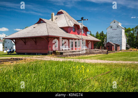 L'ancienne gare de Morden au Pembina Threshermen's Museum, à Winkler, au Manitoba, Canada. Banque D'Images