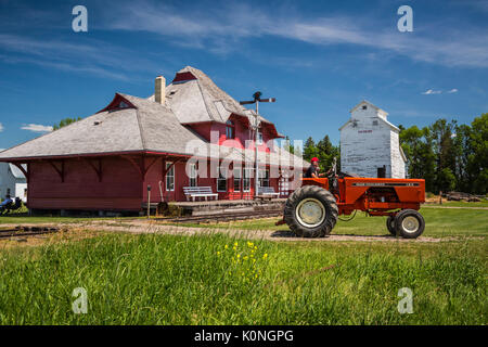 L'ancienne gare de Morden au Pembina Threshermen's Museum, à Winkler, au Manitoba, Canada. Banque D'Images