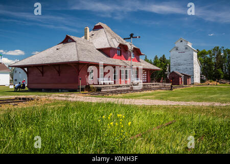 L'ancienne gare de Morden au Pembina Threshermen's Museum, à Winkler, au Manitoba, Canada. Banque D'Images