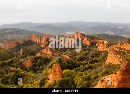 Vue aérienne de l'ancienne mine de fer, Las Médulas, Leon, Espagne Banque D'Images