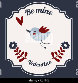 La Saint-Valentin carte de souhaits avec des oiseaux Banque D'Images