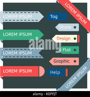 Tags rubans Étiquettes. Design plat modèle vintage. Banque D'Images