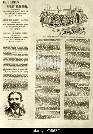 Dvorak-New World Symphony Examen de première de op.95 dans le New York Herald le 16 décembre 1893. Antonin Dvorak. 1841-1904. Compositeur tchèque. Banque D'Images