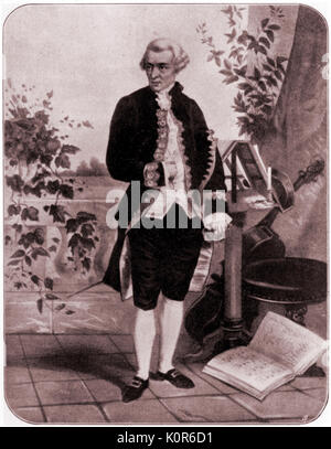 HAYDN, FRANZ JOSEPH HAYDN en service avec la famille Esterhazy, portant leurs livery. Compositeur autrichien (1732-1809). Banque D'Images