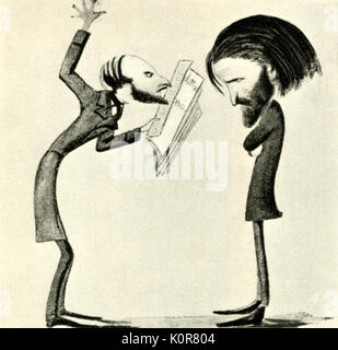 VERDI avec le censeur du Ballo in Maschera 1858-1859 Caricature de Melchiorre Delfico (1825-1895) Banque D'Images