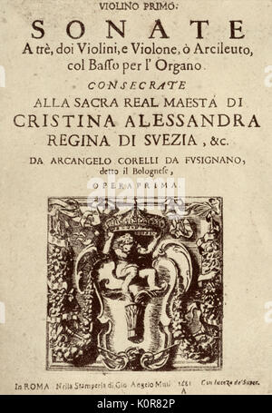 CORELLI, Arcangelo - Sonate A tre (op.1). Le violoniste et compositeur italien, 1653-1713. P. Mascardi, Rome 1685. Banque D'Images