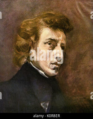 Portrait après Frédéric Chopin par Eugène Delacroix. Le compositeur polonais (1810-1849). Banque D'Images