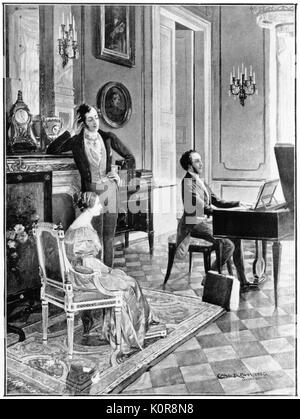 Félix Mendelssohn - portrait du compositeur allemand jouant à Victoria & Albert. 3 février 1809 - 4 novembre 1847. Peinture de Carl Rohling (1849-1922), daté 1900. Banque D'Images