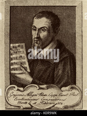 Gregorio Allegri. Le chanteur et compositeur italien. (1582-1652). Surtout connu pour ses 'MISERERE'. Banque D'Images