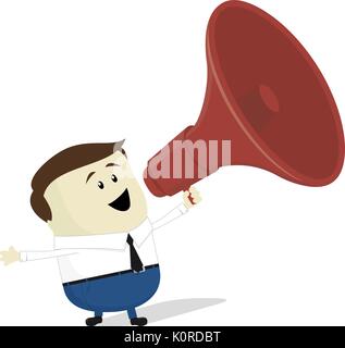 Businessman cartoon avec mégaphone isolé sur fond blanc Illustration de Vecteur