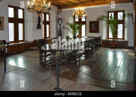 Salle à manger entièrement en bois sur le château de Vianden Banque D'Images