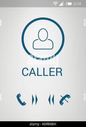 Digital composite de l'interface d'appel téléphonique entrant Banque D'Images