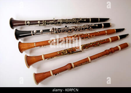 Collection of early music clarinettes, du baroque, classique, romantique. Banque D'Images