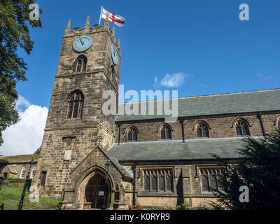 George Cross volant à St Michael et à toute la paroisse d'Angels Église de Haworth où Patrick Bronte était titulaire de 1820 Vers 1861 West Yorkshire England Banque D'Images