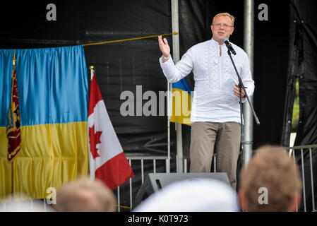 19 août, 2017. Toronto, Canada - Andriy Shevchenko Ambassadeur, Ambassade d'Ukraine au Canada la plus importante diaspora ukrainienne duirng célébration de 26 Banque D'Images