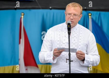 19 août, 2017. Toronto, Canada - Andriy Shevchenko Ambassadeur, Ambassade d'Ukraine au Canada la plus importante diaspora ukrainienne duirng célébration de 26 Banque D'Images