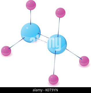 Molécule d'électrons 3d isométrique, l'icône de style Illustration de Vecteur