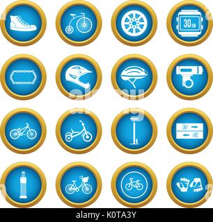 Cycliste icônes cercle bleu set Illustration de Vecteur