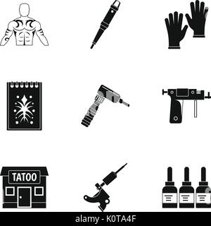 Icon Set de tatouage, le style simple Illustration de Vecteur