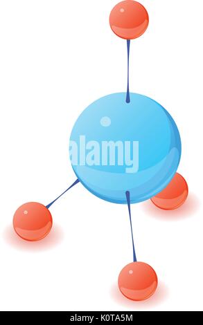 L'icône de molécule polyatomique, style 3D isométrique Illustration de Vecteur