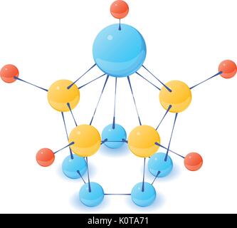 Molécule unique, l'icône de style 3D isométrique Illustration de Vecteur