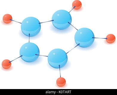 Molécule de structure 3D isométrique, l'icône de style Illustration de Vecteur