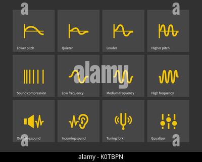 Vague et égaliser les icônes audio. Illustration de Vecteur