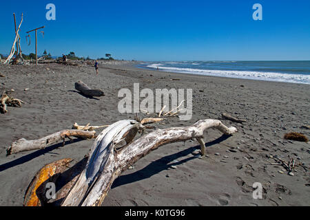 Driftwood sur Hokitika Beach Banque D'Images