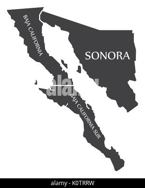 Baja California - Sonora - Baja California Sur la carte Mexique illustration Illustration de Vecteur
