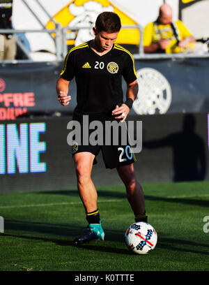 Columbus, États-Unis. Août 22, 2017. Columbus Crew milieu SC Wil Trapp (20) se réchauffe avant de faire face à la la galaxie dans leur match à Mapfre Stadium. Columbus, Ohio, USA. Credit : Brent Clark/Alamy Live News Banque D'Images
