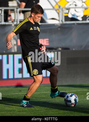 Columbus, États-Unis. Août 22, 2017. Columbus Crew milieu SC Wil Trapp (20) se réchauffe avant de faire face à la la galaxie dans leur match à Mapfre Stadium. Columbus, Ohio, USA. Credit : Brent Clark/Alamy Live News Banque D'Images