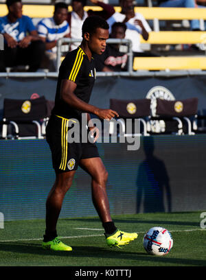 Columbus, États-Unis. Août 22, 2017. Columbus Crew SC avant llo Kamara (11) se réchauffe avant de faire face à la la galaxie dans leur match à Mapfre Stadium. Columbus, Ohio, USA. Credit : Brent Clark/Alamy Live News Banque D'Images
