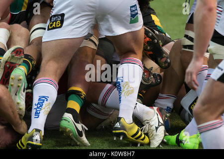 Northampton, Royaume-Uni. Août 25, 2017. 25-08-2017 Northampton Saint v Ulster à Northampton Franklin's garden 55 15 Northampton Ulster Crédit : PATRICK ANTHONISZ/Alamy Live News Crédit : PATRICK ANTHONISZ/Alamy Live News Banque D'Images