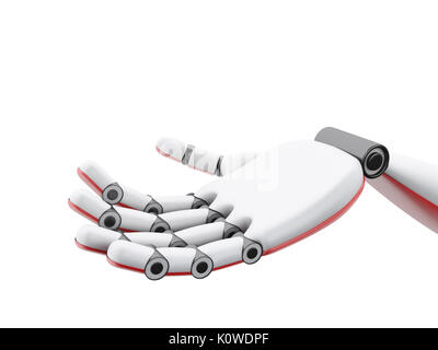 3d illustration. Main robotique montrant quelque chose. Concept futur. Isolé sur fond blanc Banque D'Images