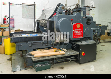 1960 Cylindre Heidelberg Original lettre imprimerie Machines Banque D'Images