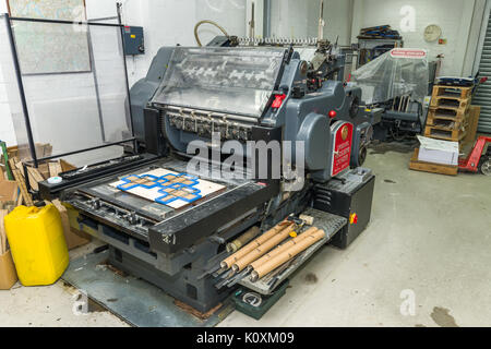 1960 Cylindre Heidelberg Original lettre imprimerie Machines Banque D'Images