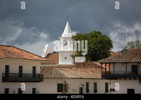 L'architecture coloniale blanc à Villa de Leyva Colombie Banque D'Images