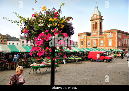 Place du Marché, Marché de Chesterfield, Chesterfield, Derbyshire, Royaume-Uni Banque D'Images