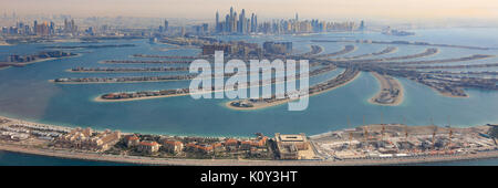 Dubai The Palm Jumeirah Island Marina panorama vue panoramique aérienne uae photographie Banque D'Images