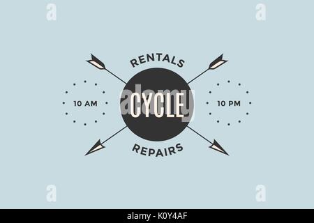 Emblème de magasin de bicyclettes avec des flèches Illustration de Vecteur