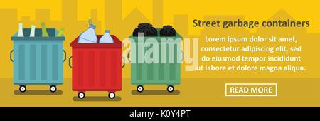 Les poubelles de la rue concept horizontal bannière Illustration de Vecteur