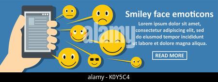 Smileys emoticons banner concept horizontal Illustration de Vecteur