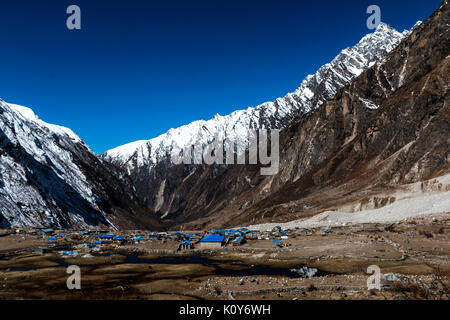 Après le tremblement de terre de 2015, reconstruit Langtang Langtang Valley, Népal Banque D'Images