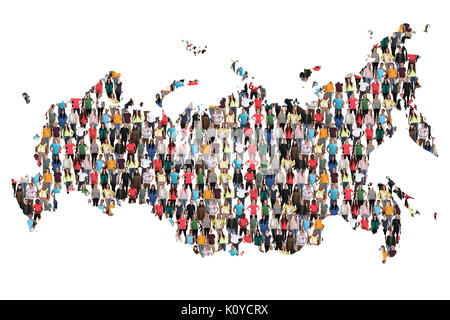 Carte de Russie groupe multiculturel de l'immigration de l'intégration des personnes isolées de la diversité Banque D'Images