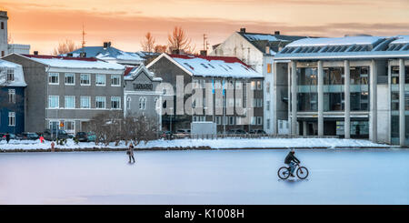 L'hiver, Reykjavik, Islande congelés Étang Banque D'Images