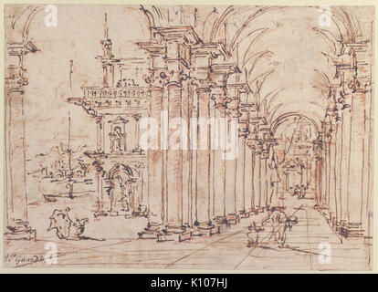 Capriccio Architectural Colonnade voûtée d'un palais rencontré 37.165.88 Banque D'Images