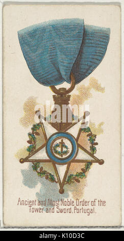 L'ancien et plus noble Ordre de la tour et l'épée, le Portugal, des décorations du monde series (N30) pour Allen & Ginter Cigarettes RENCONTRÉ DP838332 Banque D'Images