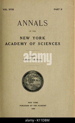 Annales de l'Académie des Sciences de New York BHL3503468 Banque D'Images