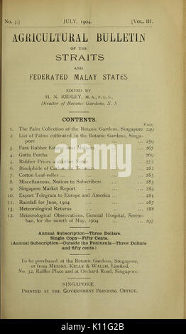 Bulletin agricole du détroit et États malais fédérés. Nouvelle série BHL43583325 Banque D'Images
