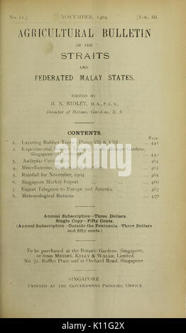 Bulletin agricole du détroit et États malais fédérés. Nouvelle série BHL43583537 Banque D'Images